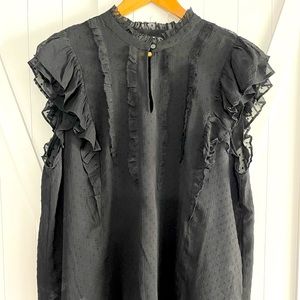 Loft black ruffled top